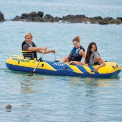 BATEAU GONFLABLE INTEX CHALLENGER 3 + 2 RAMES + GONFLEUR -Aviron Sportif bateau gonflable intex challenger 3 2 rames gonfleur 2