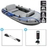 BATEAU GONFLABLE INTEX EXCURSION 4 + 2 AVIRONS + GONFLEUR -Aviron Sportif bateau gonflable intex excursion 4 2 avirons gonfleur