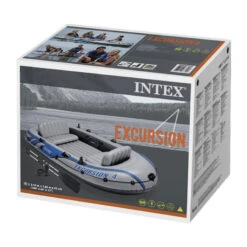 BATEAU GONFLABLE INTEX EXCURSION 4 + 2 AVIRONS + GONFLEUR -Aviron Sportif bateau gonflable intex excursion 4 2 avirons gonfleur 6