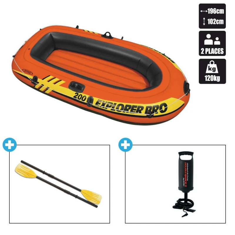 BATEAU GONFLABLE INTEX EXPLORER PRO 200 + 2 RAMES + GONFLEUR 3 BATEAU GONFLABLE INTEX EXPLORER PRO 200 + 2 RAMES + GONFLEUR