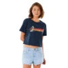T-SHIRT RIP CURL GOLDEN STATE CROP BLEU MARINE FEMME -Aviron Sportif t shirt rip curl golden state crop bleu marine femme